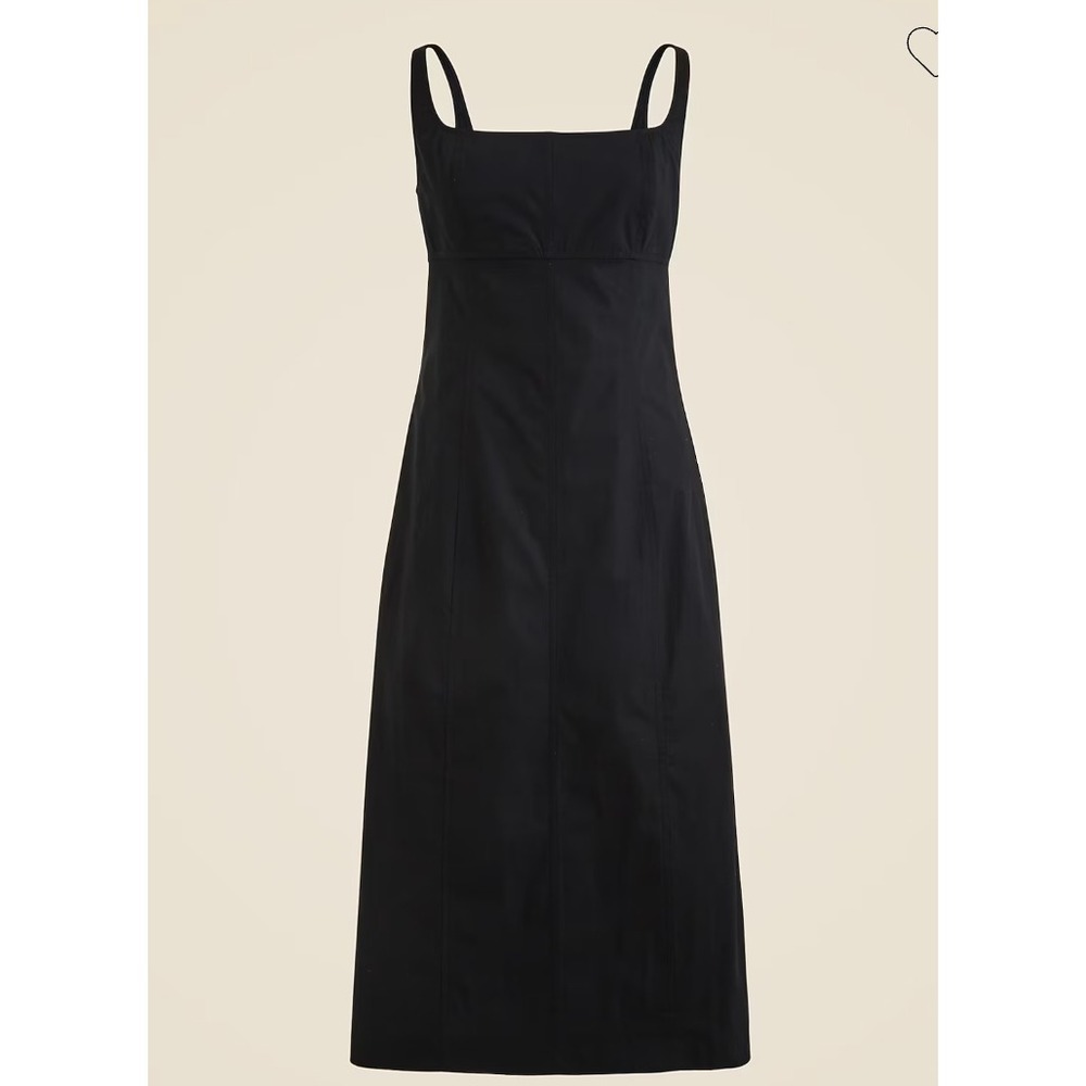 J.Crew Squareneck Seamed Midi Dress Womens 4 Black Sleeveless Sheath Minimalist